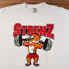 Shaka Wear Strenz Graphic T-Shirt Mens 2XL Weightlifting Tiger White Tee
