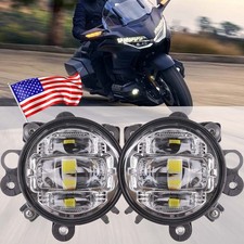 2X Chrome LED Fog Lights For Honda GL1800 Goldwing 1800 2002-2010 Plug and Play