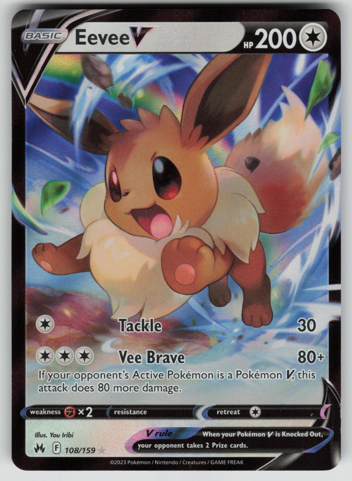 EEVEE V 108/159 V RARE CROWN ZENITH POKEMON NM/M