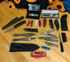 Large Knife Collection & Leatherman &  Pen set