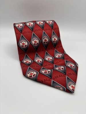 Boston Red Sox Necktie Mens One Size Red Geometric Eagle Neckwear Baseball MLB