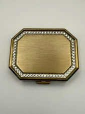 Vintage AVON Gold Tone Rhinestone Full Powder Compact