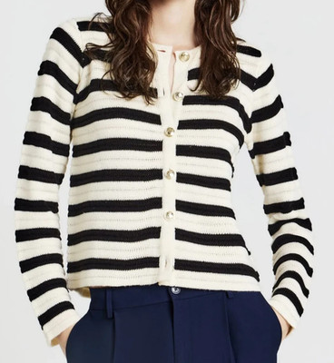 CALLIOPE Damen Strickjacke gestreift Goldknöpfe Langarm XS neu mit Etikett ultra schwarz