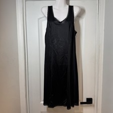 Velrose Full Slip Size 40 Black Lace Nylon Lingerie Under Dress Layer Modest