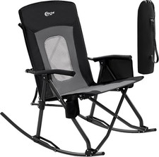 Oversized Folding Rocking Camping Chair Portable Outdoor Rocker W/ High Back