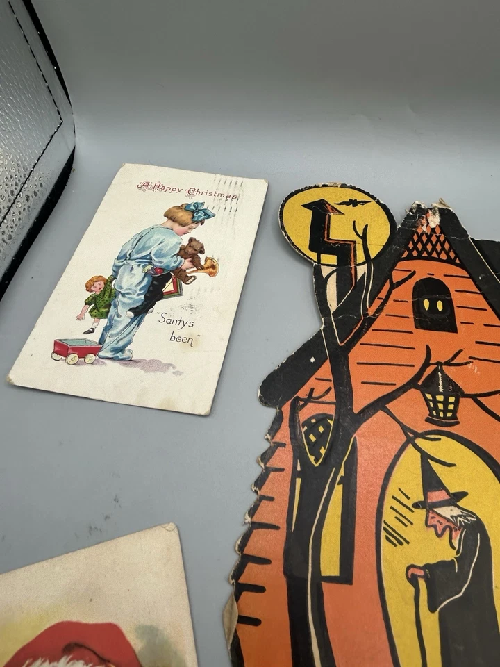 Lote de 4 tarjetas navideñas de felicitación de temporada vintage de Halloween EE. UU. Foto 2 de 4