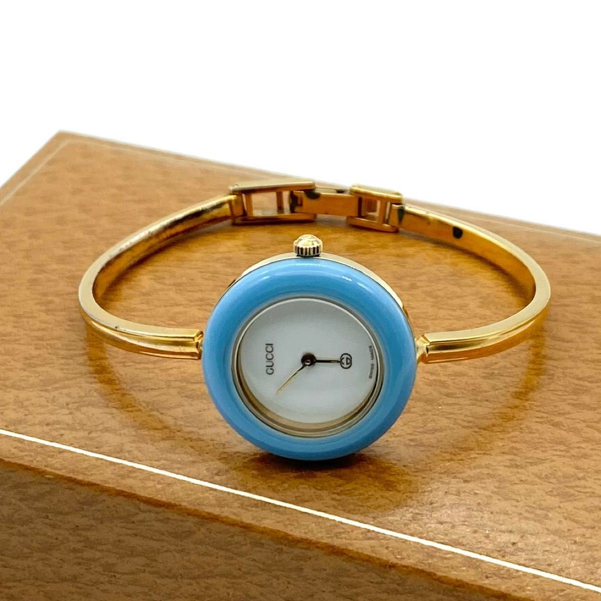 GUCCI Change Bezel Watch 2.5cm Case 16-16.5cm White Dial Gold Japan Vintage thumbnail 4