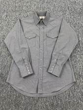 Ruddock Shirt Men 16.5-34 Gray Classic Extra Long Tail Western Pearl Snap Vtg