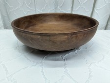 Handmade Footed Wooden Bowl 9-7/8" Diameter Rustic Country Farmhouse Primitive