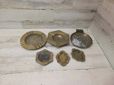 Vintage Brass Ashtray Lot Of 6 , Cigarette Cigar