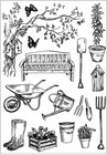 Garden Tools Potted  Trees Relax Decorative Clear Stamps for Card Making and DIY
