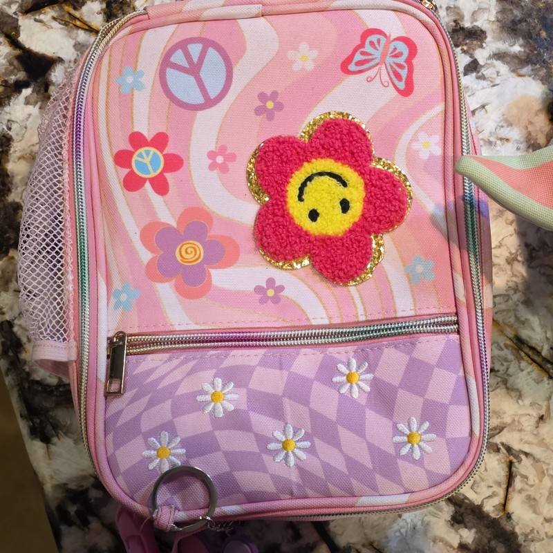 Floral Lunch Bag Pink Purple Medium Zipper for Kids Girls Teens Used