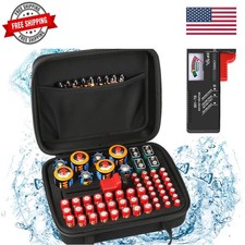 Battery Organizer, Battery Organizer Storage Case with Tester BT-168, Waterpr...