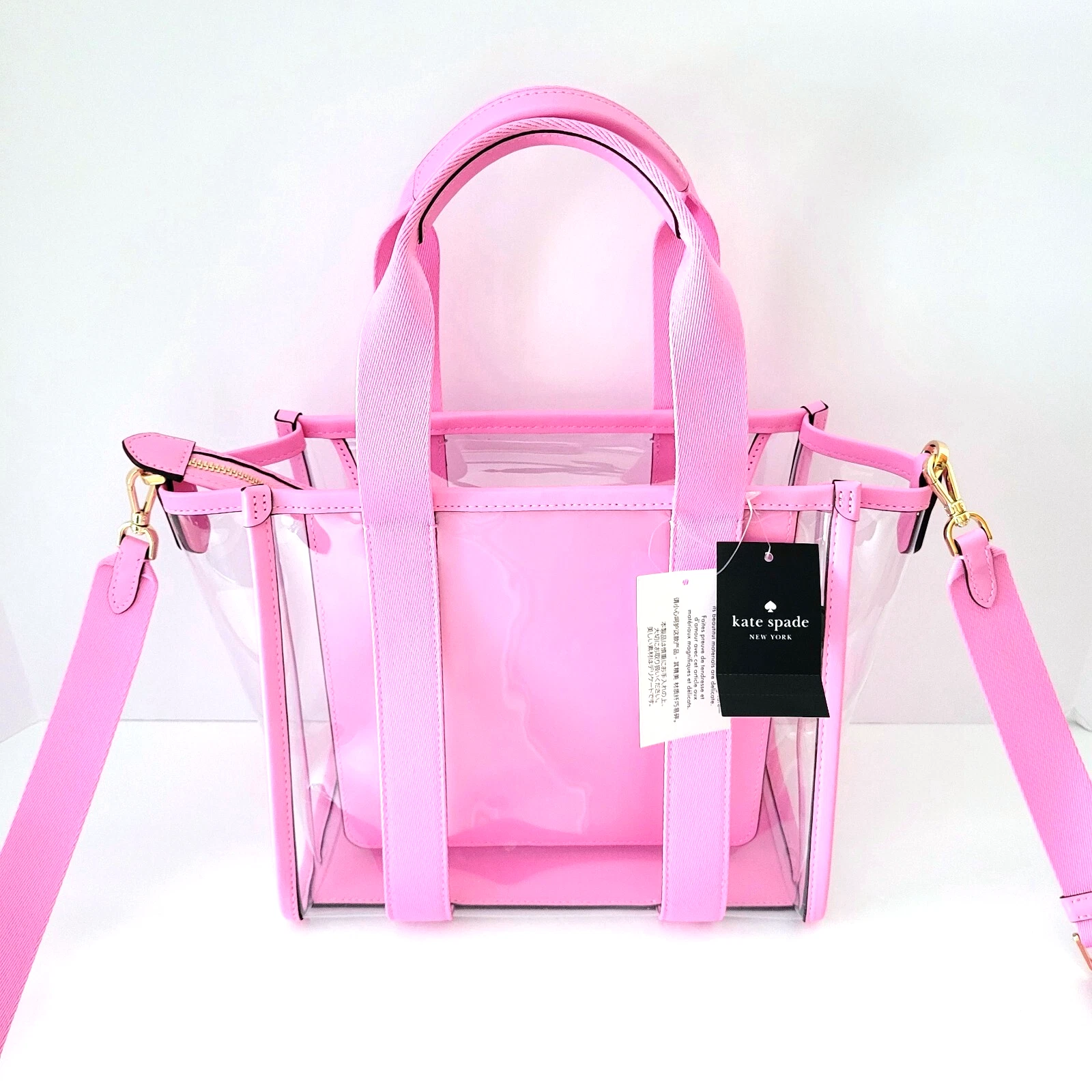 Kate Spade KL064 Kip See Through PVC piccola borsa da stadio borsa a mano surf rosa