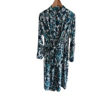 Marks and Spencer M&S Blue Green Animal Print Tie Front Midi Shirt Dress Size 8
