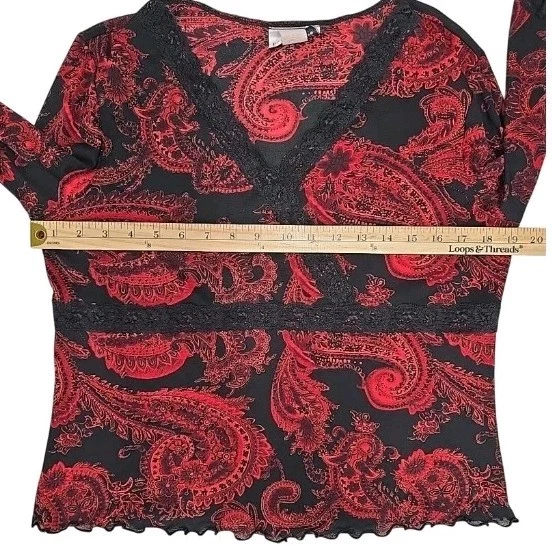 Vtg Fashion Bug Y2K Babydoll Flare Sleeve Top Womens L Whimsigoth Fairy Grunge - Image 4 of 4