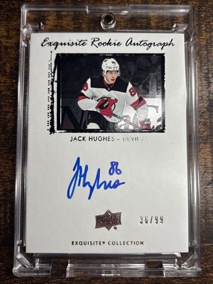 2019-20 Upper Deck Ice Jack Hughes Exquisite Rookie Auto RC #36/99