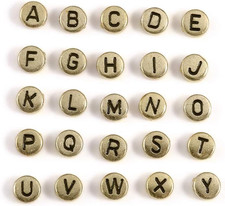 Songxi 1200pcs Gold Letter Beads for Bracelets, 4x7mm Black Alphabet A-Z Bead...
