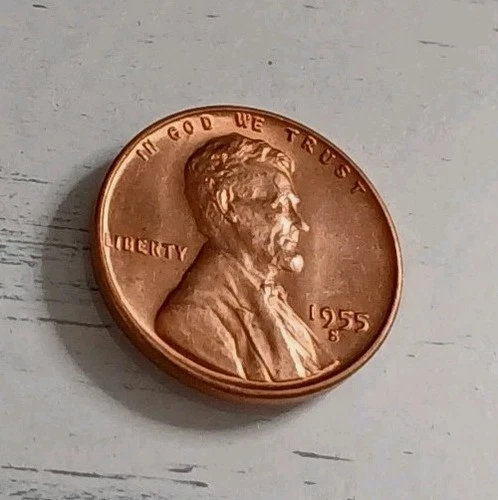 1955-S AU++ Red Lincoln Wheat Cent ~ Free Shipping! #1