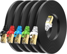 Cat8 Ethernet Cable 3FT 5 Pack Multi Color Cat-8 Flat RJ45 Computer Internet ...