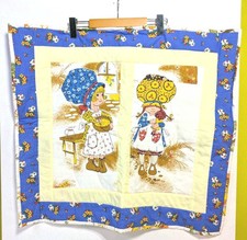 Vtg Handmade Baby Blanket Cotton Quilt Nursery Rhyme Gender Neutral Farmhouse