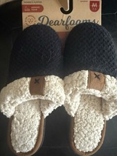 Dearfoams Women's Slippers Size 7-8 Black Memory Foam Slip On