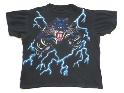American Thunder Vintage T Shirt 1990's Striking Panther Biker Allover Print AOP