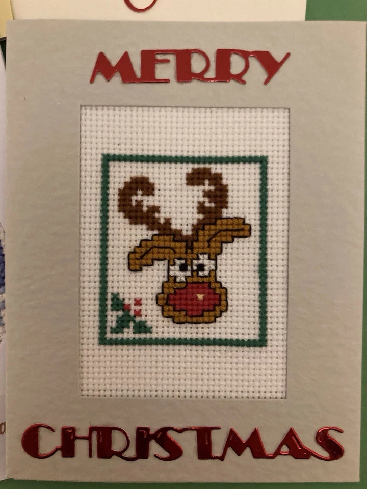 Completed Christmas Cross Stitch Cards X 4 - Image 2 of 4