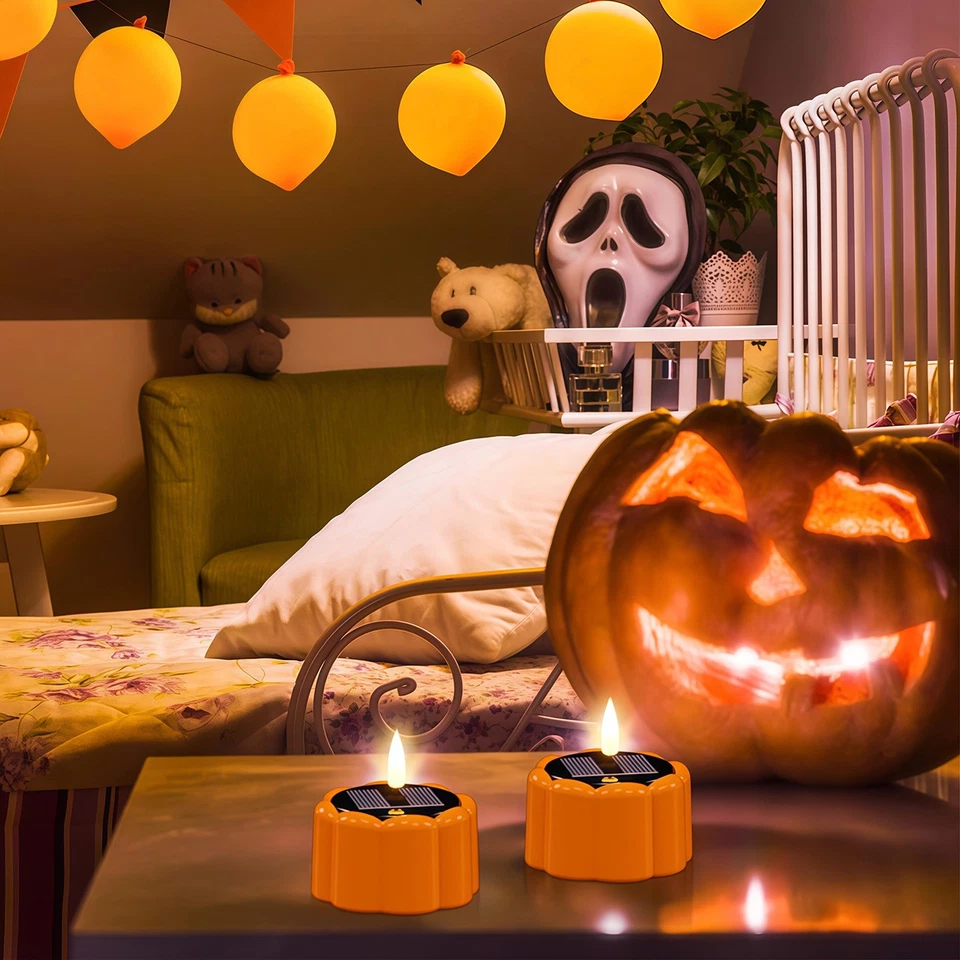 2025 Luces LED solares de calabaza de Halloween para exteriores jardín paisaje lámparas de tierra Foto 4 de 4