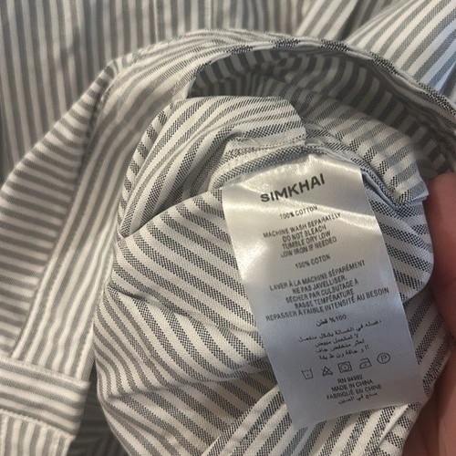 Simkhai Women’s Striped Collared Balloon Sleeve Shirt Dress Blue White New 10 - Picture 8 of 10