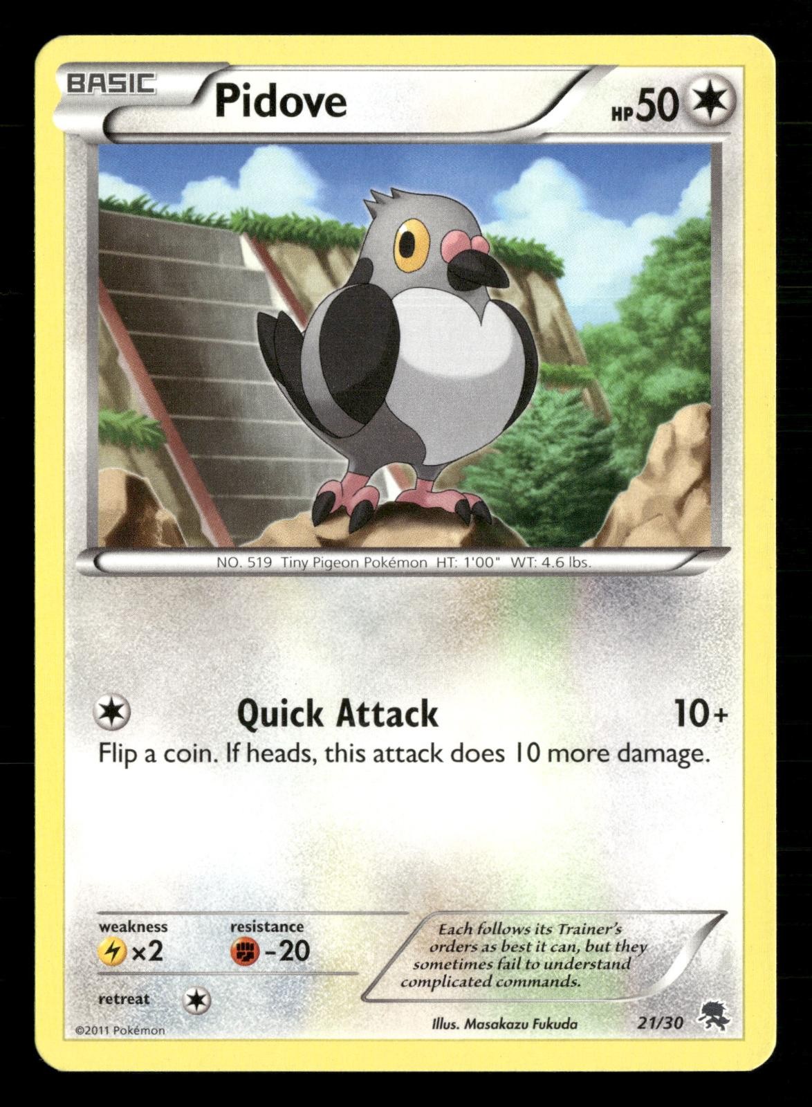 Pidove (#21) 21/30 Common BW Trainer Kit: Excadrill & Zoroark Pokemon LP
