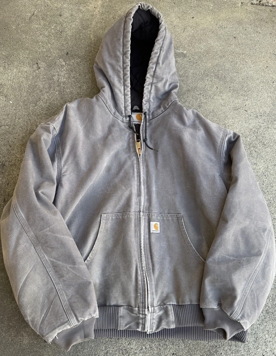 CARHARTT Loose Fit Active Jacket J140 2XL USA MADE Insulated Flannel Lined Gray