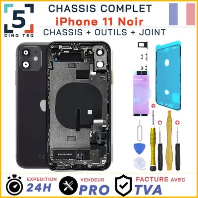 CINQ TEQ Chassis Prémonté Remplacement pour iPhone 11 Noir Complet +Joint +NFC +Kit