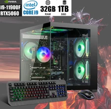ARGB Gaming PC Desktop Computer i9 RTX5060 32GB RAM 1TB SSD Windows 11 WiFi6 New