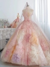 Luxury 3d Floral Ball Gown Wedding Dress Princess Dress Bridal Dress Prom Dress