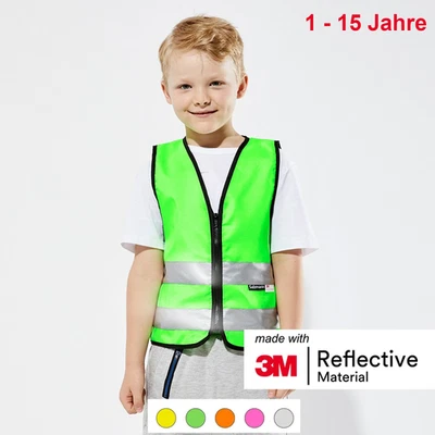 Salzmann Warnweste - mit 3M Material für Kinder mit Reißverschluss 1 - 15 Jahre