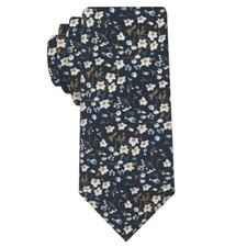 Men's Cotton Printed Floral Neck Tie Skinny Tie Blue Crushed Floral