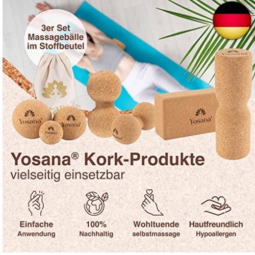 Yosana Faszienrolle Kork - Nachhaltig & 100% recyclebar, Korkrolle - Bild 5 von 5