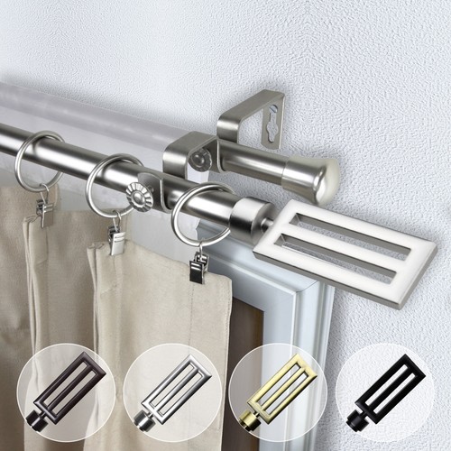 Cobalt 3/4” Adjustable Drapery Double Curtain Rod 28"-170" (4 sizes, 3 colors) - Picture 4 of 9