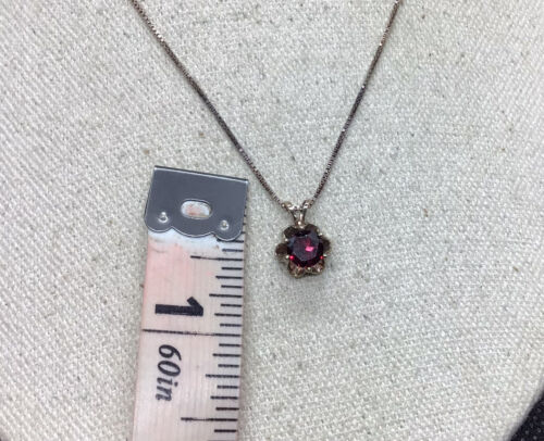 Vintage Sterling Silver 925 Amethyst Pendant Necklace 18" V136 - Picture 3 of 4