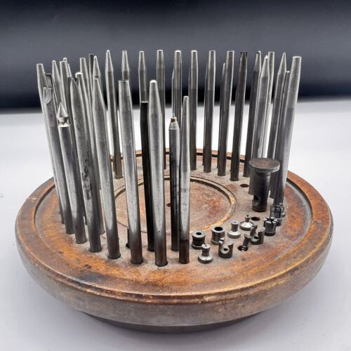Antique Kendrick & Davis Watchmakers Staking Tool Kit w/Wooden Base - All Parts - Bild 6 von 7