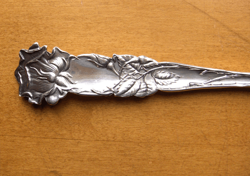 Alvin Bridal Rose sterling silver medium cold meat fork~1905~Art Nouveau floral - Picture 4 of 5
