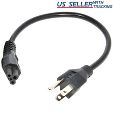 AC Power Cord 1 Foot Short 3-Prong Cable IEC-60320 IEC320 C5 to NEMA 5-15P 18AWG