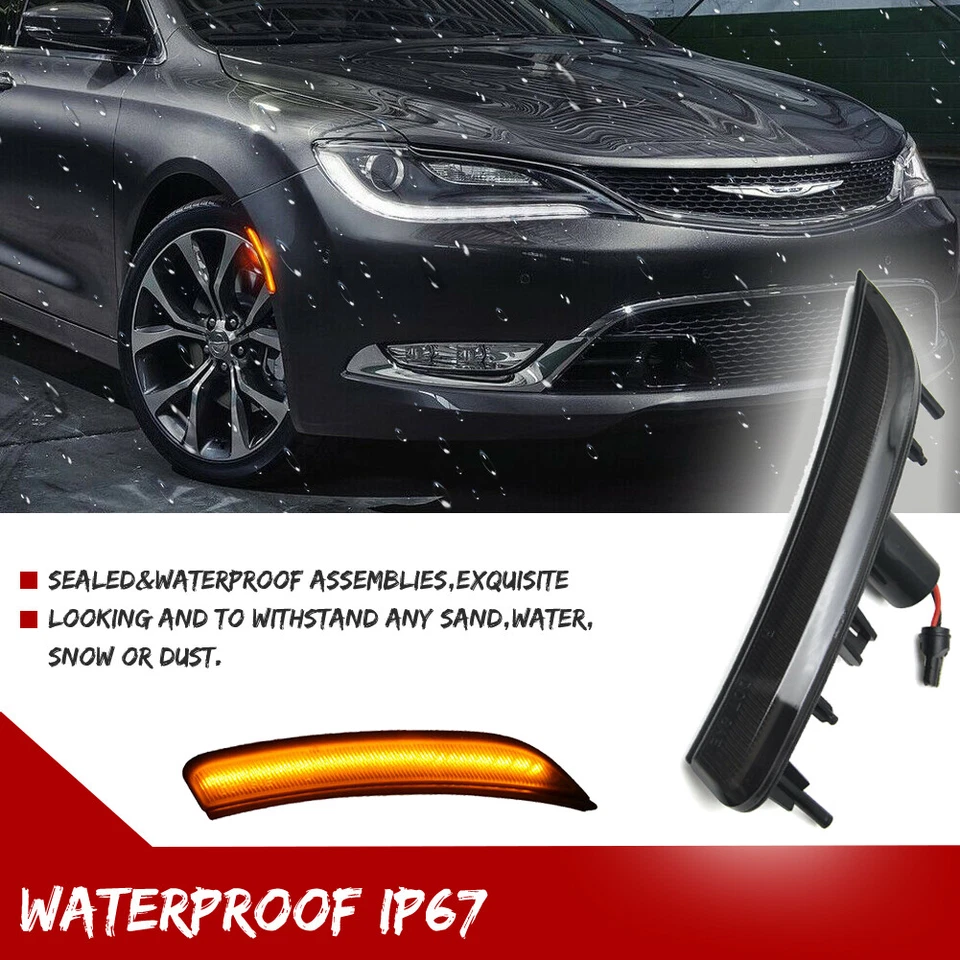 Para Chrysler 200 2015-2017 Lente ahumada ESTILO ÓPTICO ÁMBAR LED LUCES MARCADORAS LATERALES Foto 4 de 4