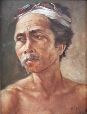 A. Hasim (1921 - 1982) oil on canvas portrait, signed and dated 1-8-55, framed