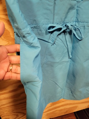 L. L. Bean Vented Dress Size Large Cinch Waist V Neck Blue - Picture 10 of 15