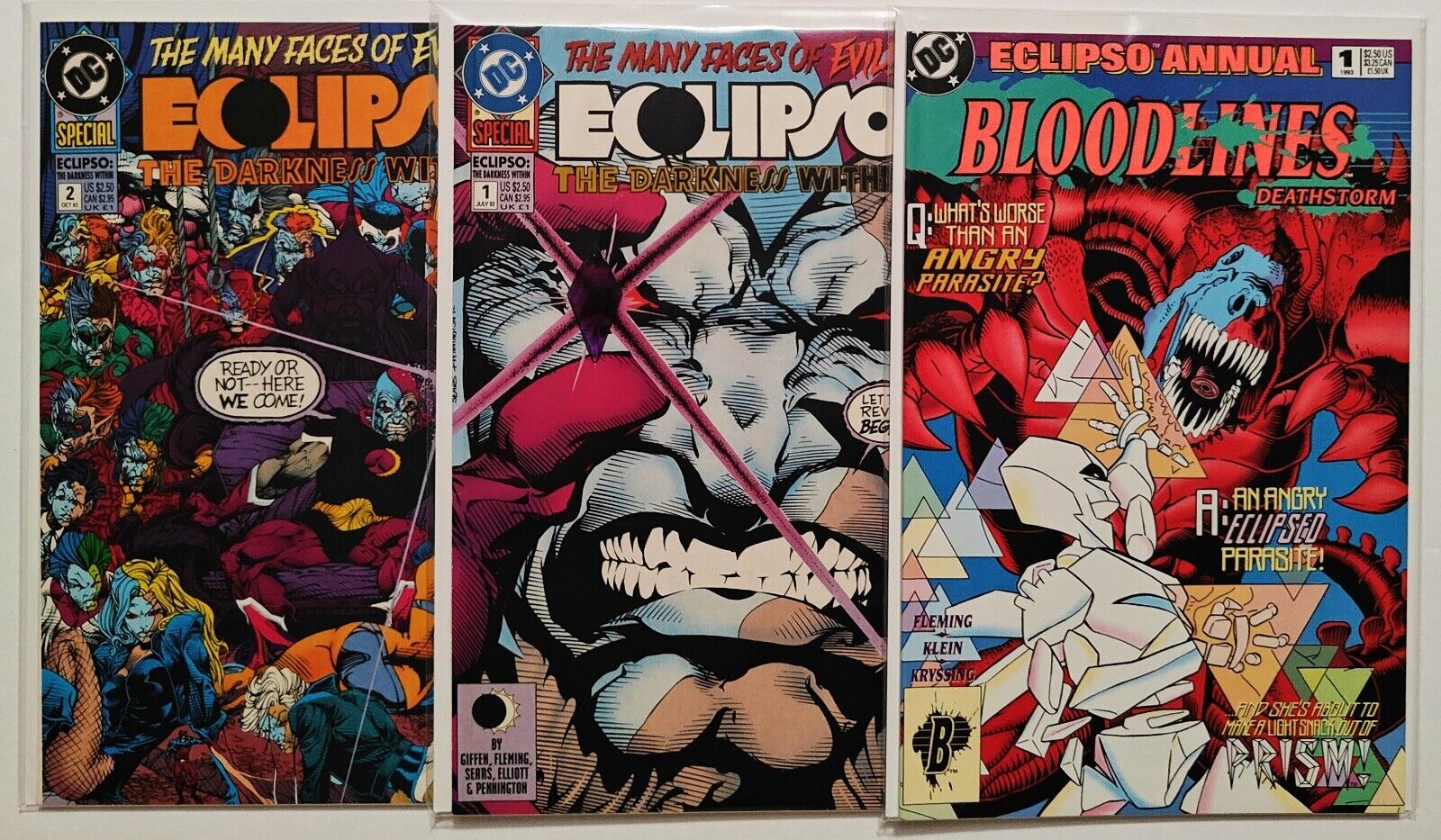 ECLIPSO: The Darkness Within #1, #2 (GEM VARIANT) + Annual #1 COMPLETE SET VF-NM