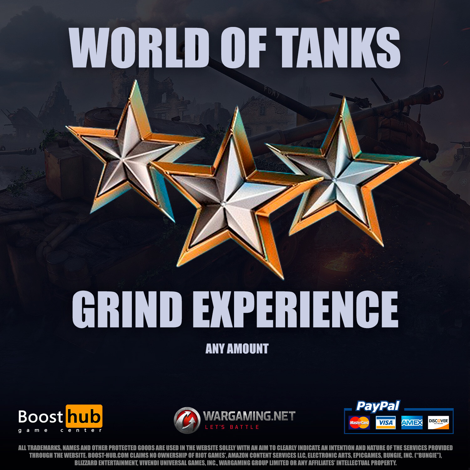 World of Tanks (WoT) Experience (XP) Grind Any amount Fast and Safe eBay