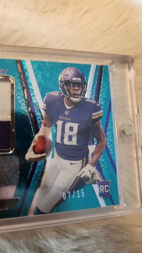 RARE, Justin Jefferson Panini Signature Jersey-Teal Etch, 2/15. - Image 4 of 4