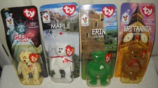 #10879 NRFC McDonald's Ty Teenie Beanie Glory, Maple, Erin & Britannia Bears